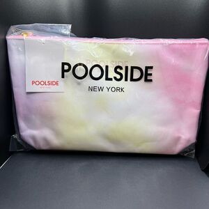 NWT! Tie Dye Pink Yellow Lavender Poolside Water Resistant Pouch Wristlet Strap